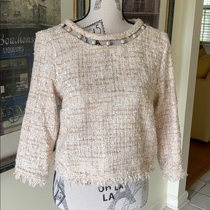 Zara Cream/Light Pink Tweed Blouse